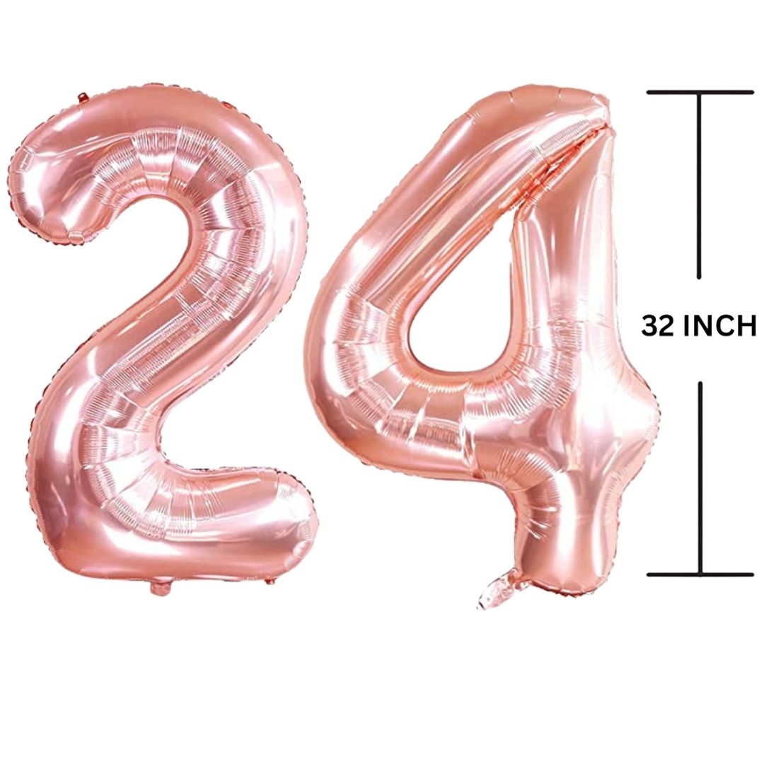 32 Inches ROSE GOLD Number Balloon Air or Helium Compactable Balloon for Party Decoration, Birthday, Anniversary