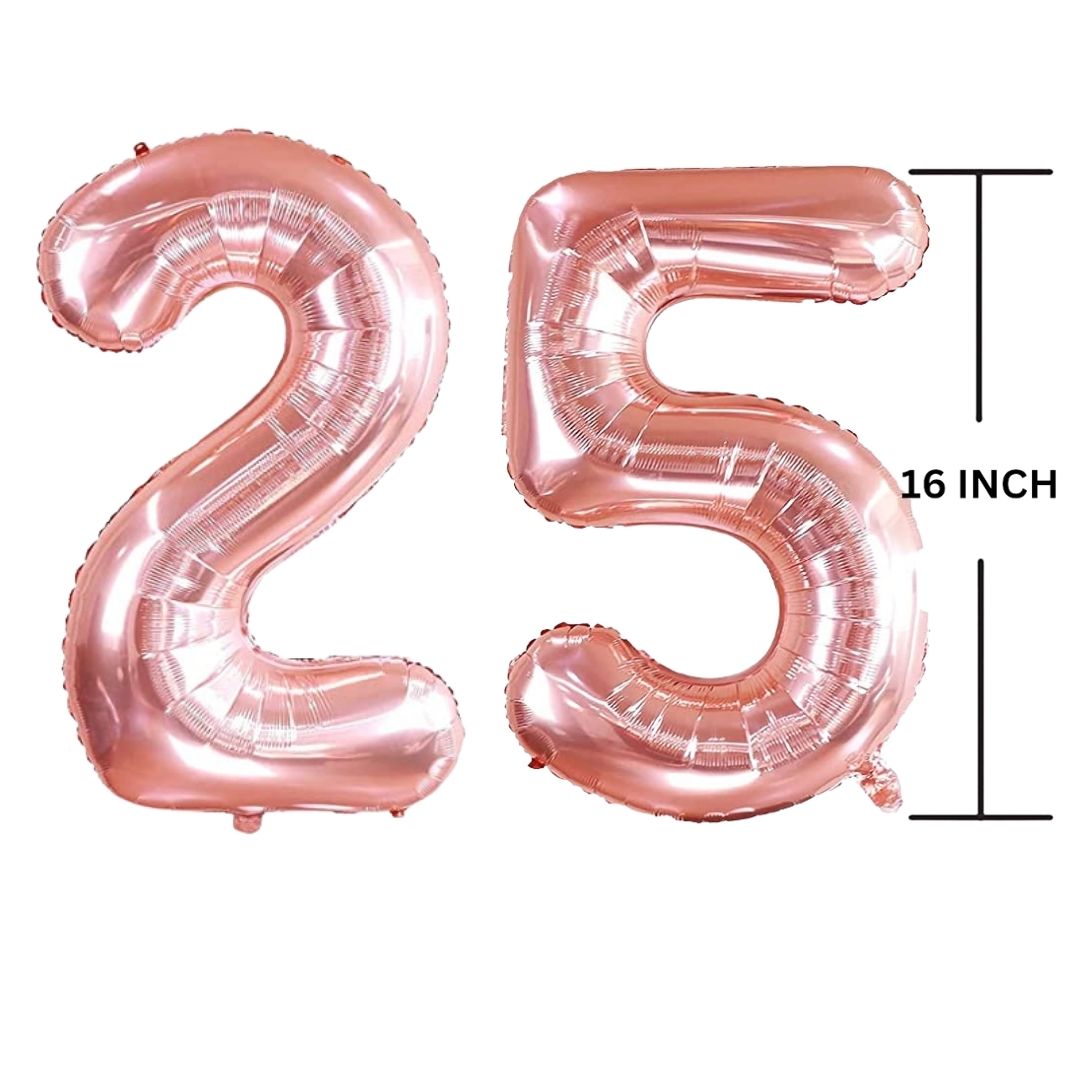 16 Inches ROSE GOLD Number Balloon Air or Helium Compactable Balloon for Party Decoration, Birthday, Anniversary