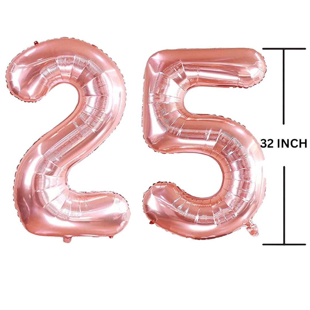 32 Inches ROSE GOLD Number Balloon Air or Helium Compactable Balloon for Party Decoration, Birthday, Anniversary