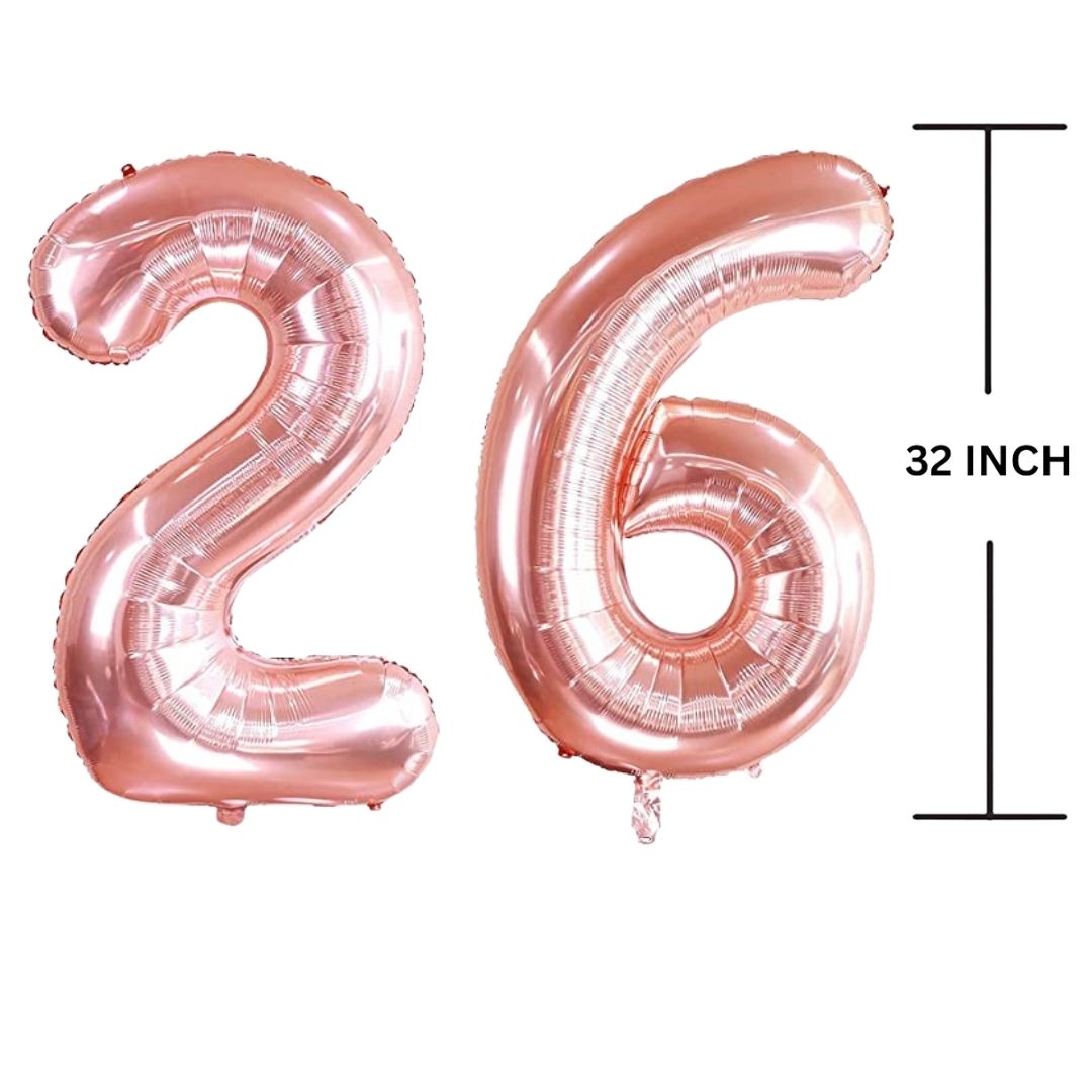 32 Inches ROSE GOLD Number Balloon Air or Helium Compactable Balloon for Party Decoration, Birthday, Anniversary