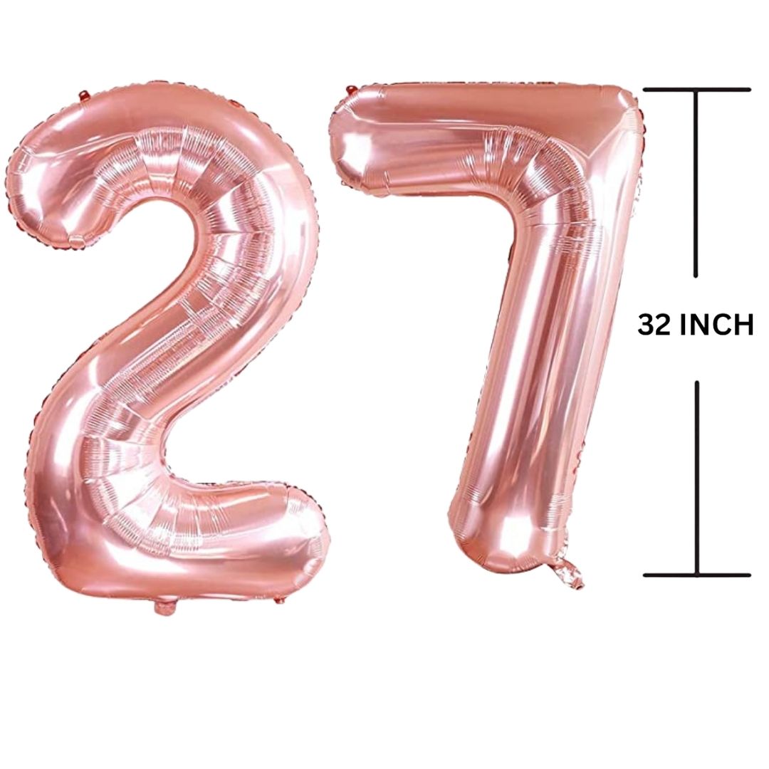 32 Inches ROSE GOLD Number Balloon Air or Helium Compactable Balloon for Party Decoration, Birthday, Anniversary