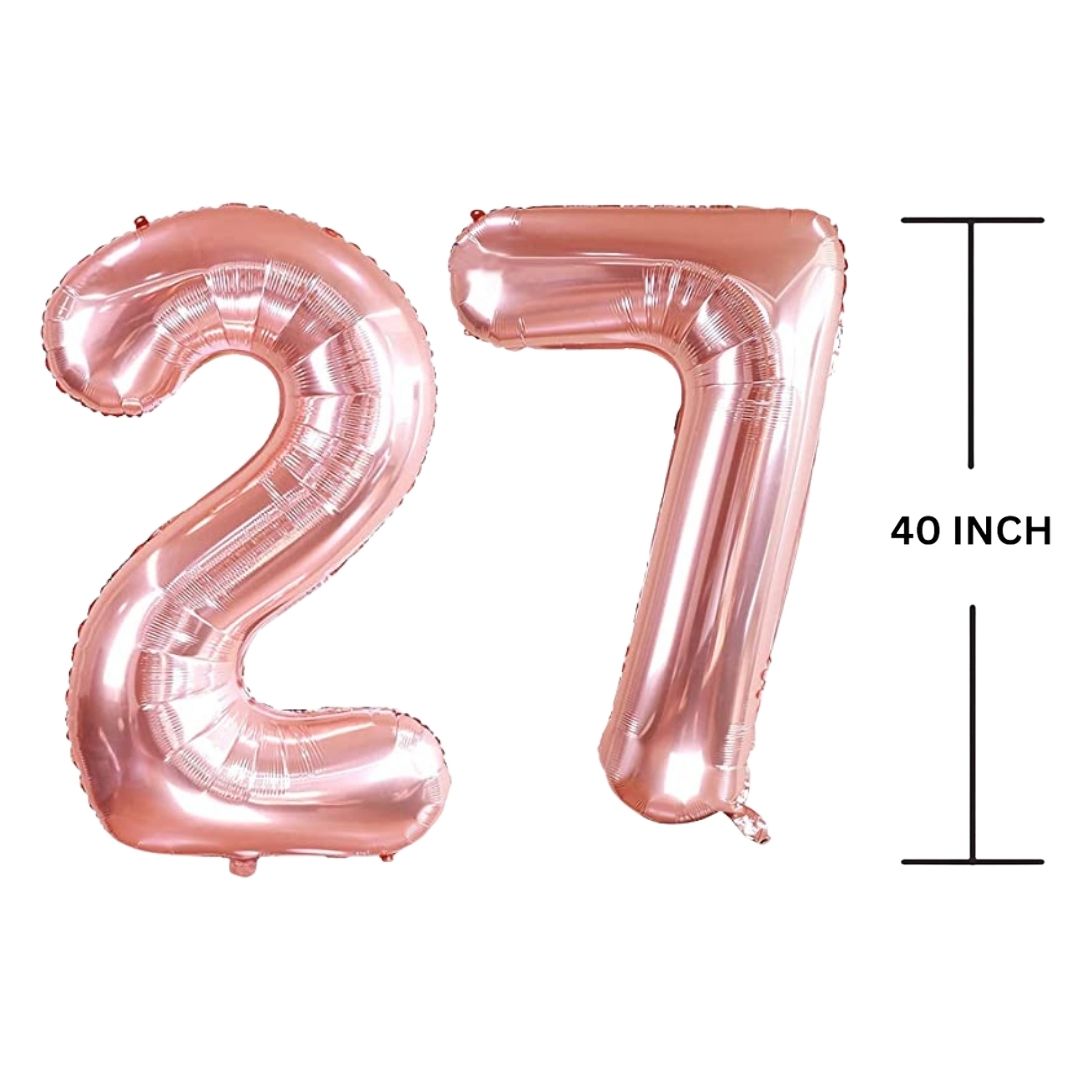 40 Inches ROSE GOLD Number Balloon Air or Helium Compactable Balloon for Party Decoration, Birthday, Anniversary