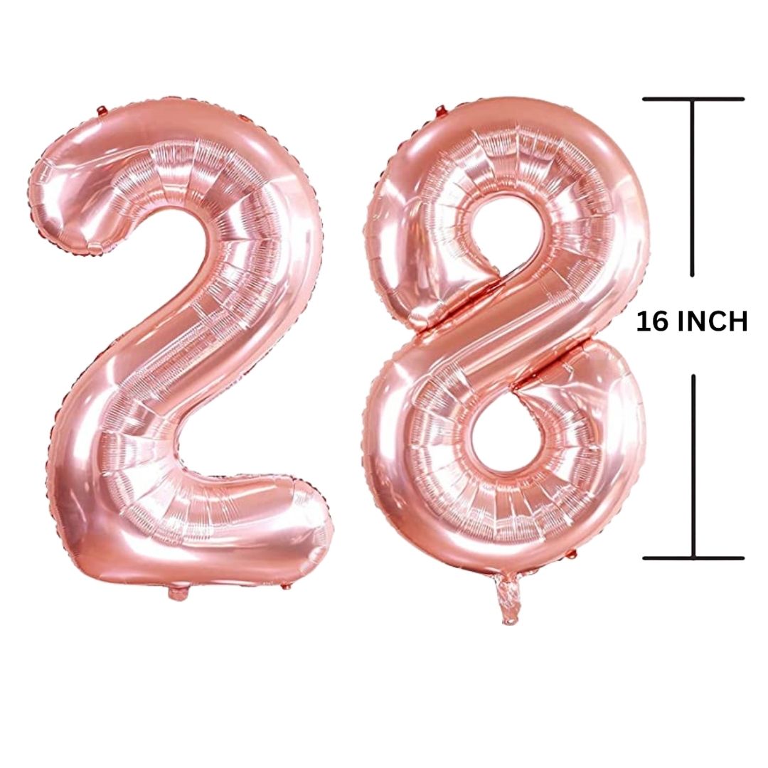 16 Inches ROSE GOLD Number Balloon Air or Helium Compactable Balloon for Party Decoration, Birthday, Anniversary