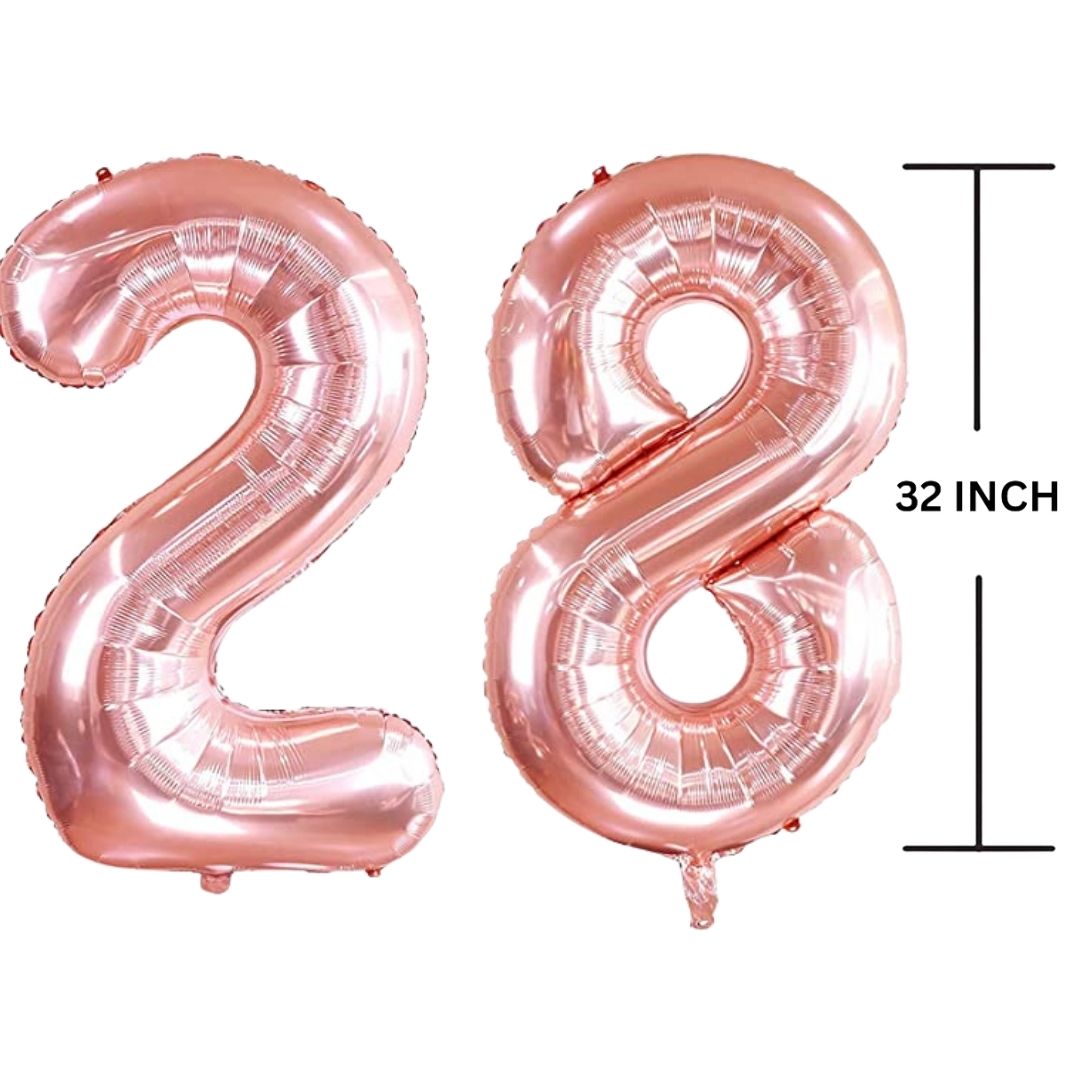 32 Inches ROSE GOLD Number Balloon Air or Helium Compactable Balloon for Party Decoration, Birthday, Anniversary