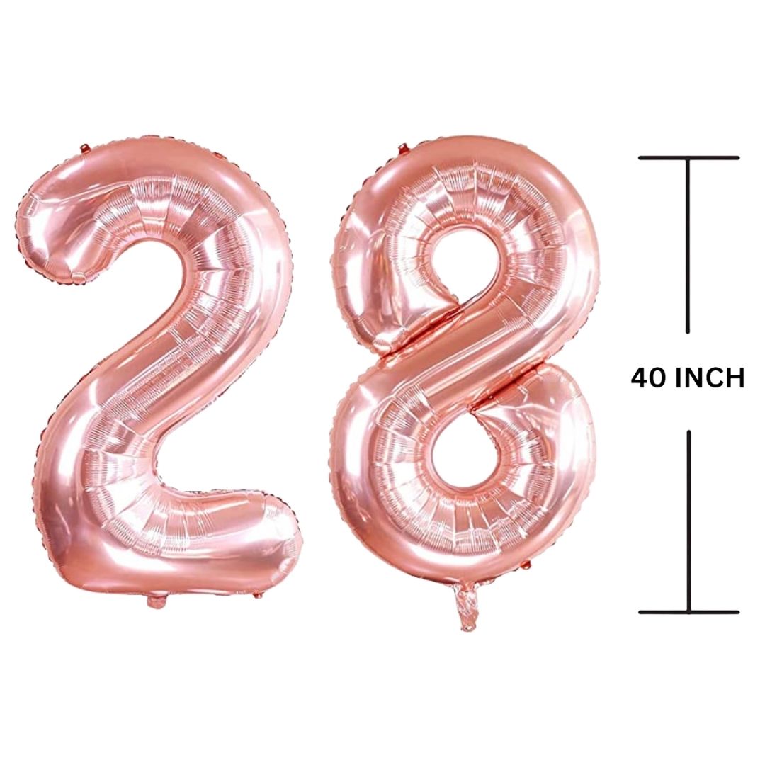 40 Inches ROSE GOLD Number Balloon Air or Helium Compactable Balloon for Party Decoration, Birthday, Anniversary