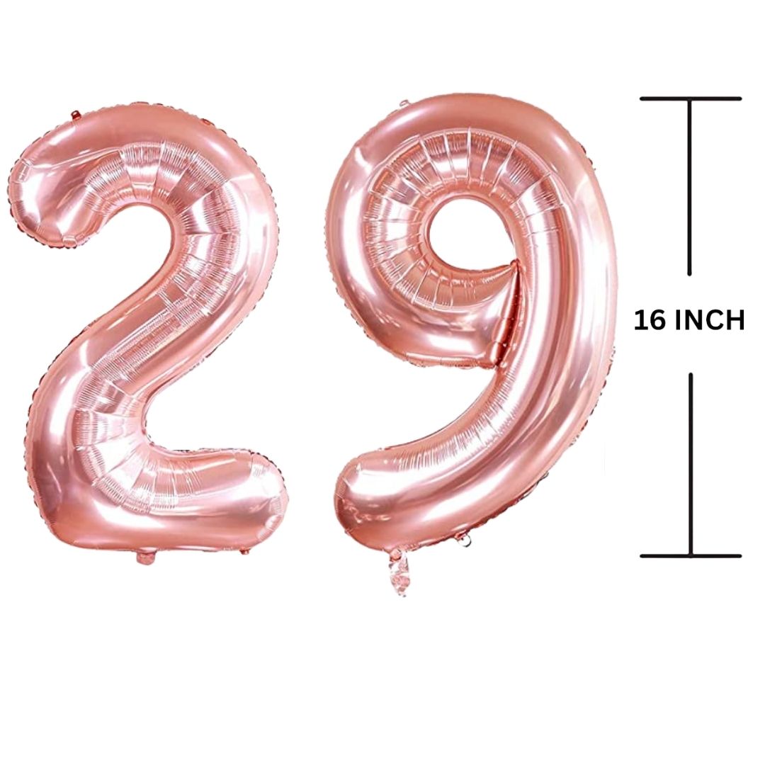 16 Inches ROSE GOLD Number Balloon Air or Helium Compactable Balloon for Party Decoration, Birthday, Anniversary