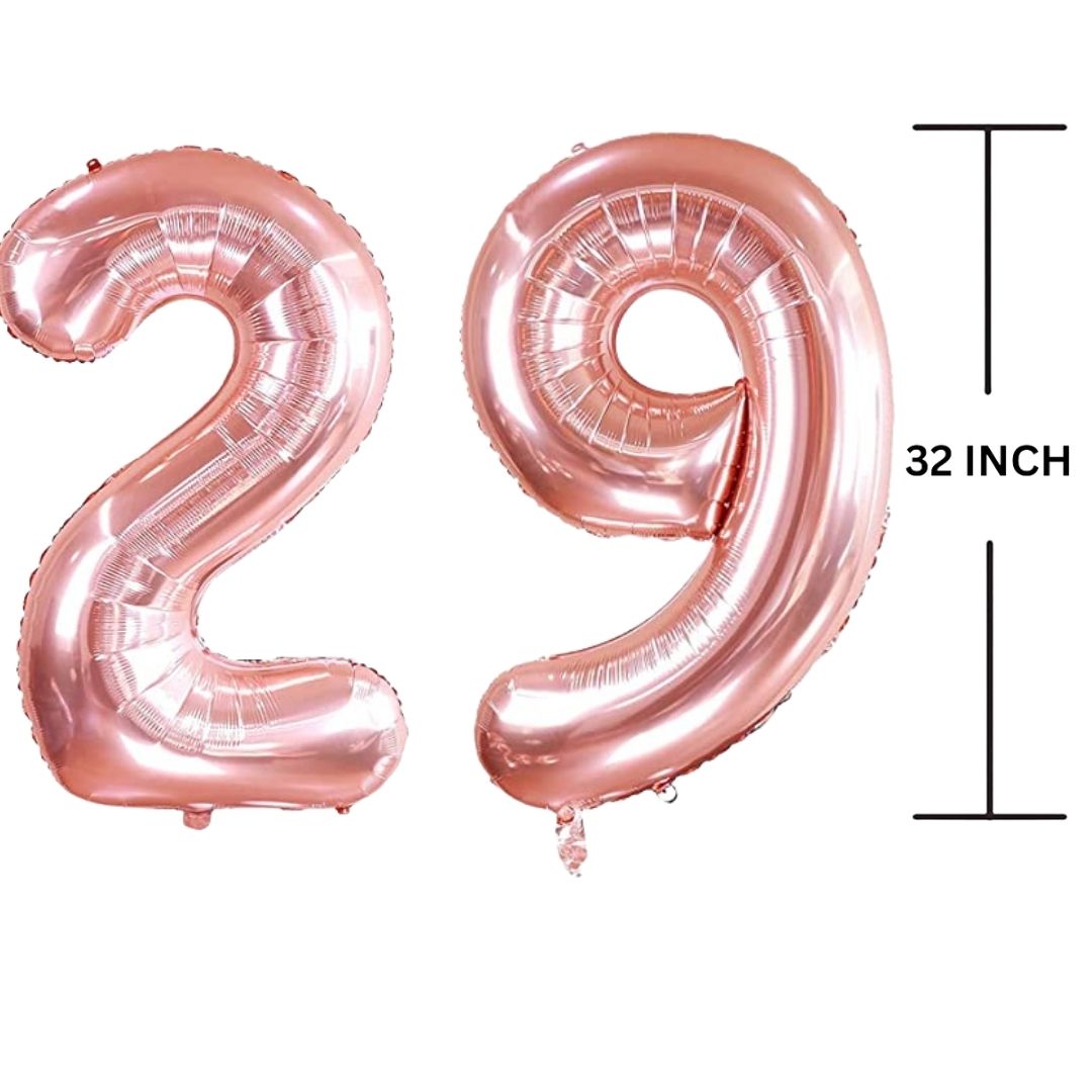 32 Inches ROSE GOLD Number Balloon Air or Helium Compactable Balloon for Party Decoration, Birthday, Anniversary