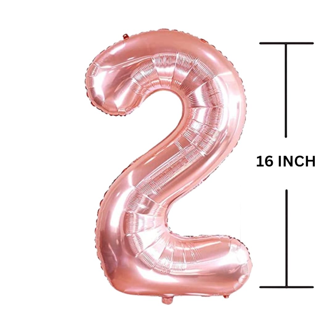 16 Inches ROSE GOLD Number Balloon Air or Helium Compactable Balloon for Party Decoration, Birthday, Anniversary