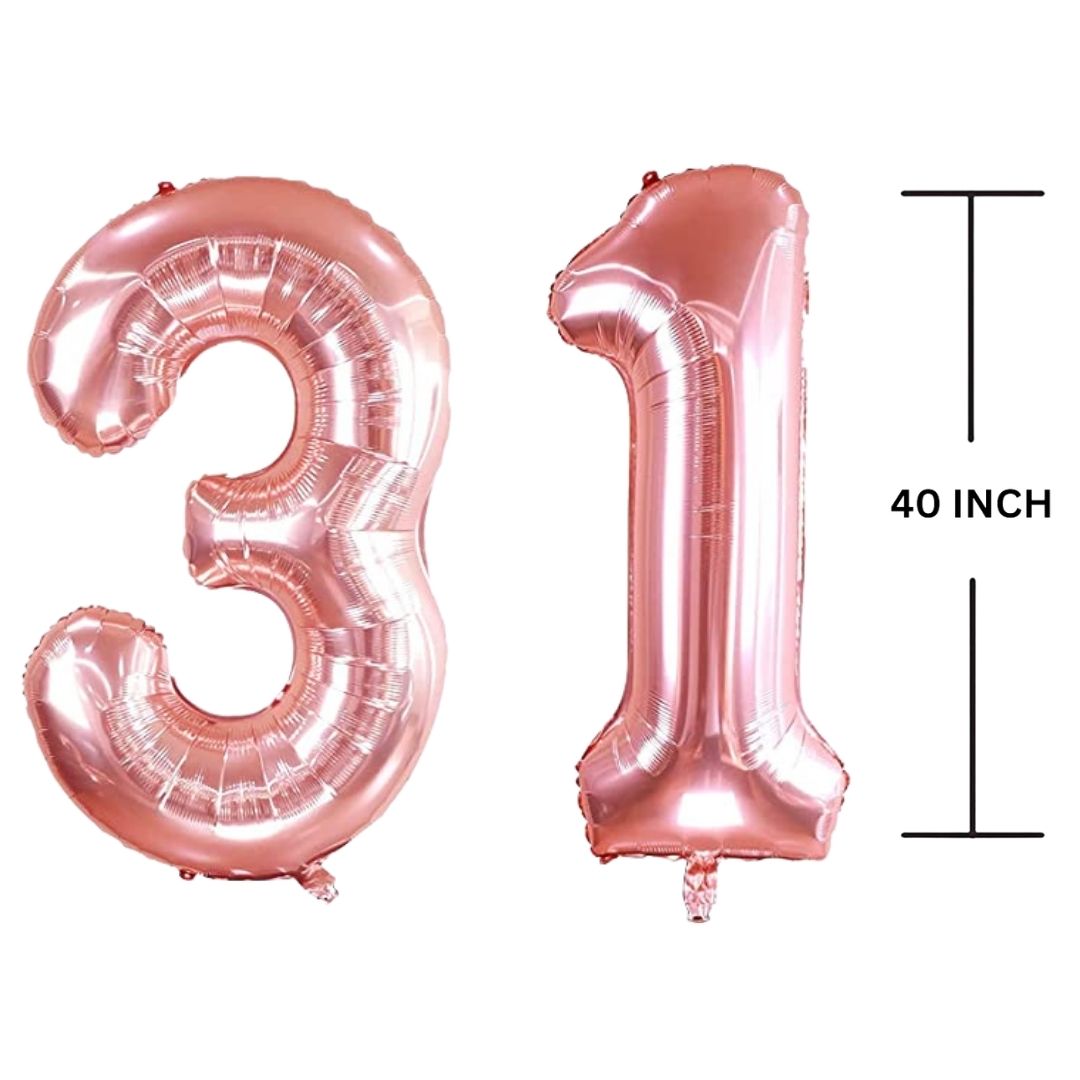 40 Inches ROSE GOLD Number Balloon Air or Helium Compactable Balloon for Party Decoration, Birthday, Anniversary