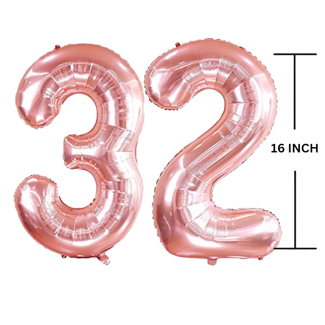 16 Inches ROSE GOLD Number Balloon Air or Helium Compactable Balloon for Party Decoration, Birthday, Anniversary