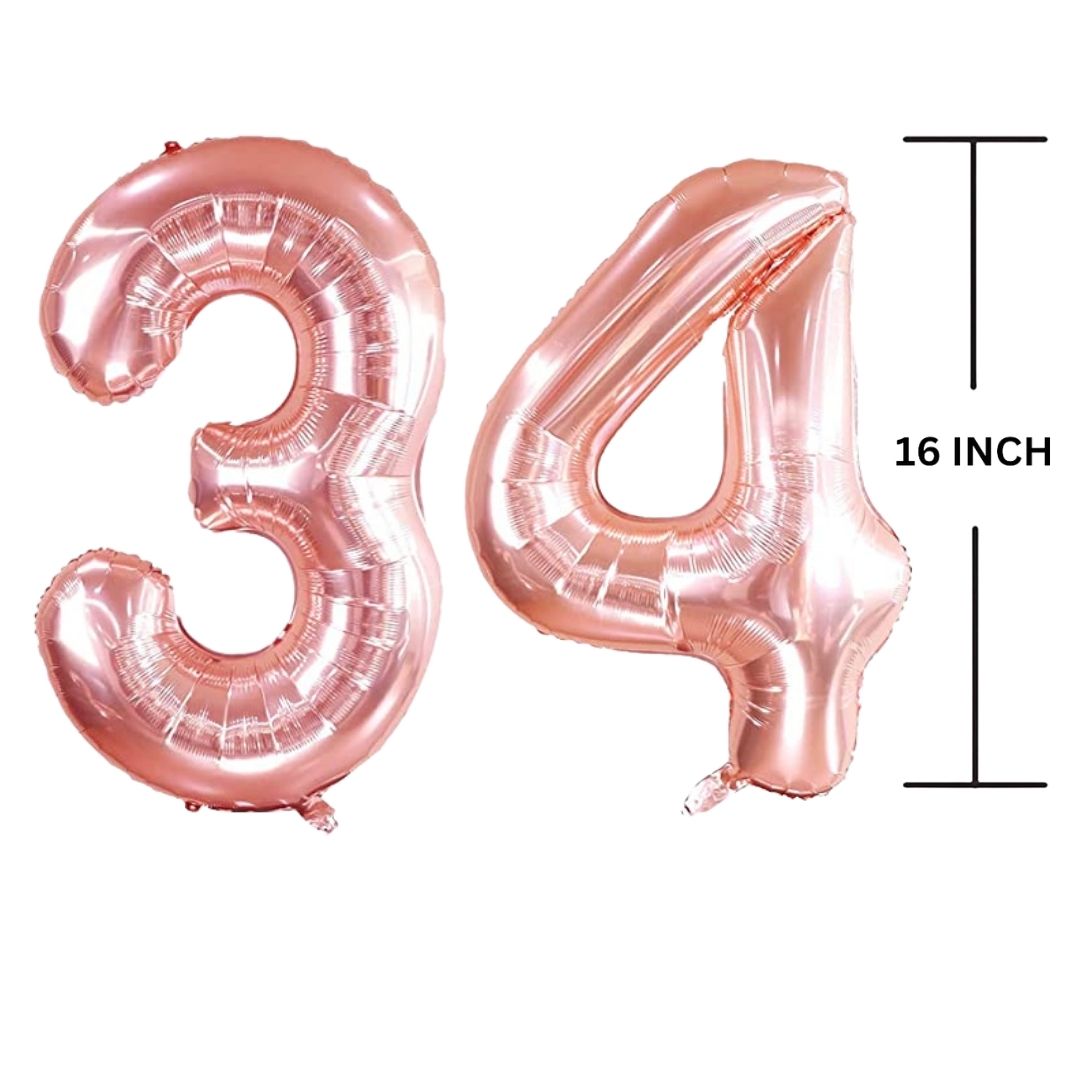 16 Inches ROSE GOLD Number Balloon Air or Helium Compactable Balloon for Party Decoration, Birthday, Anniversary