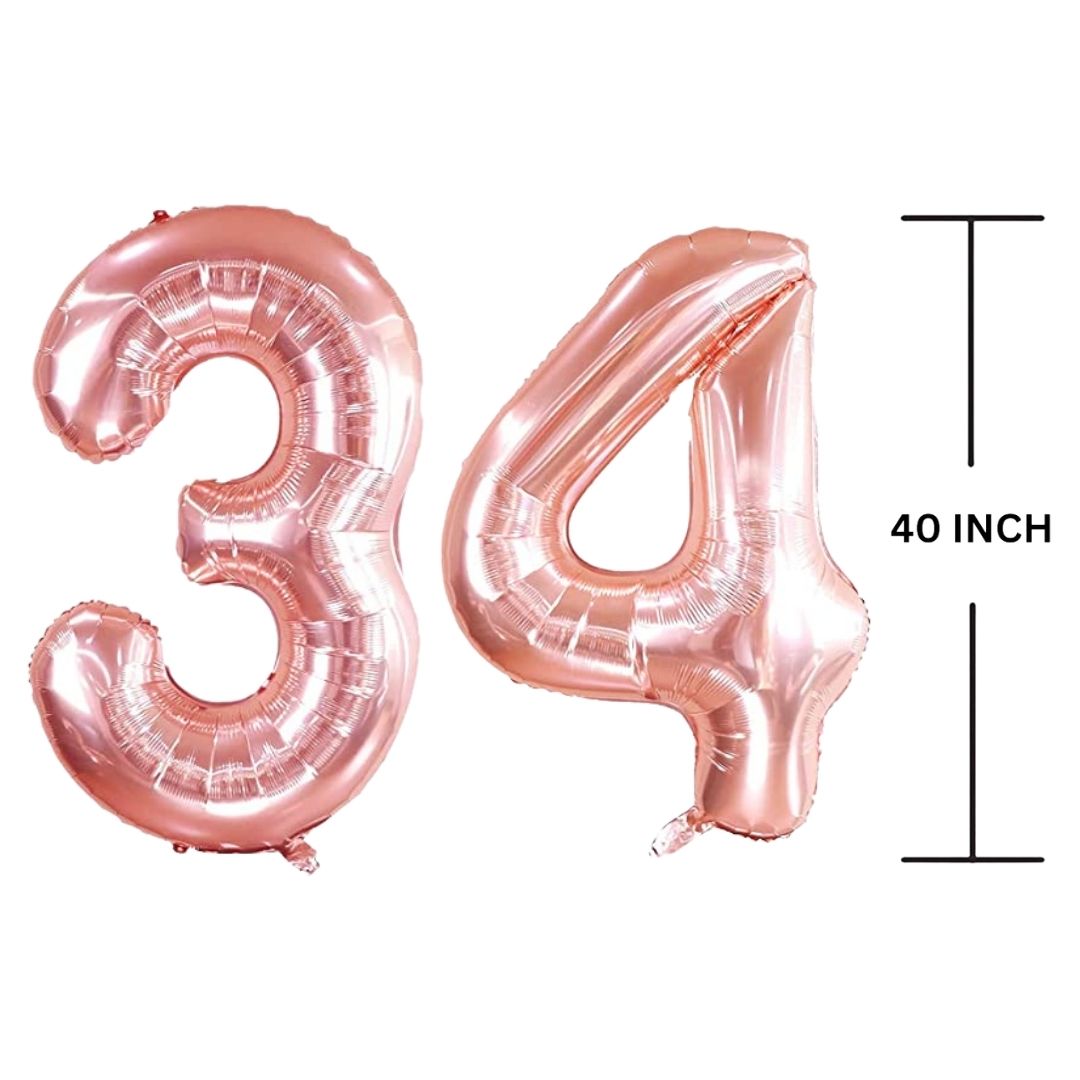 40 Inches ROSE GOLD Number Balloon Air or Helium Compactable Balloon for Party Decoration, Birthday, Anniversary