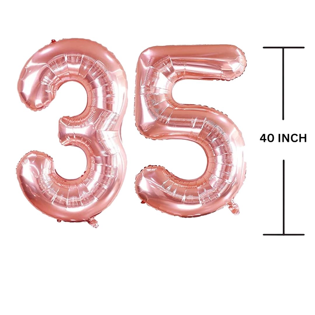 40 Inches ROSE GOLD Number Balloon Air or Helium Compactable Balloon for Party Decoration, Birthday, Anniversary