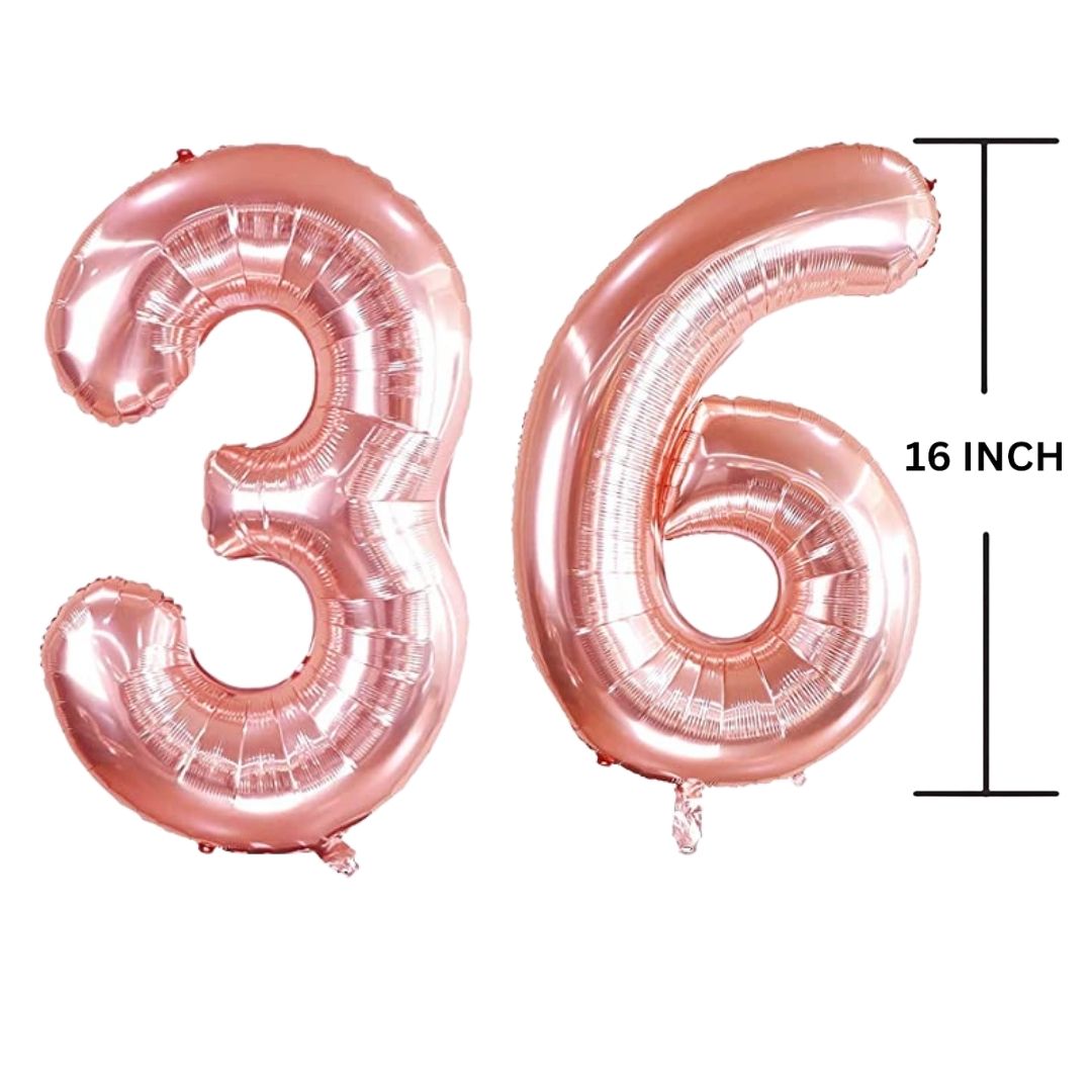 16 Inches ROSE GOLD Number Balloon Air or Helium Compactable Balloon for Party Decoration, Birthday, Anniversary