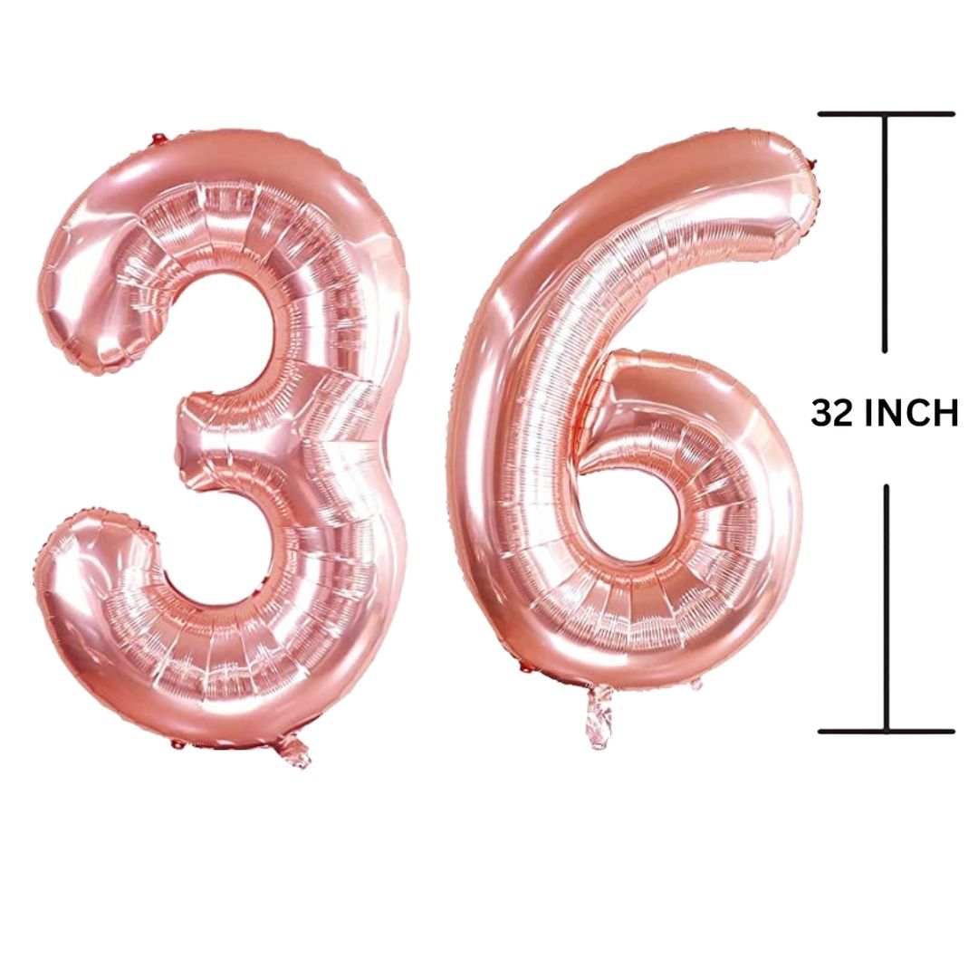 32 Inches ROSE GOLD Number Balloon Air or Helium Compactable Balloon for Party Decoration, Birthday, Anniversary