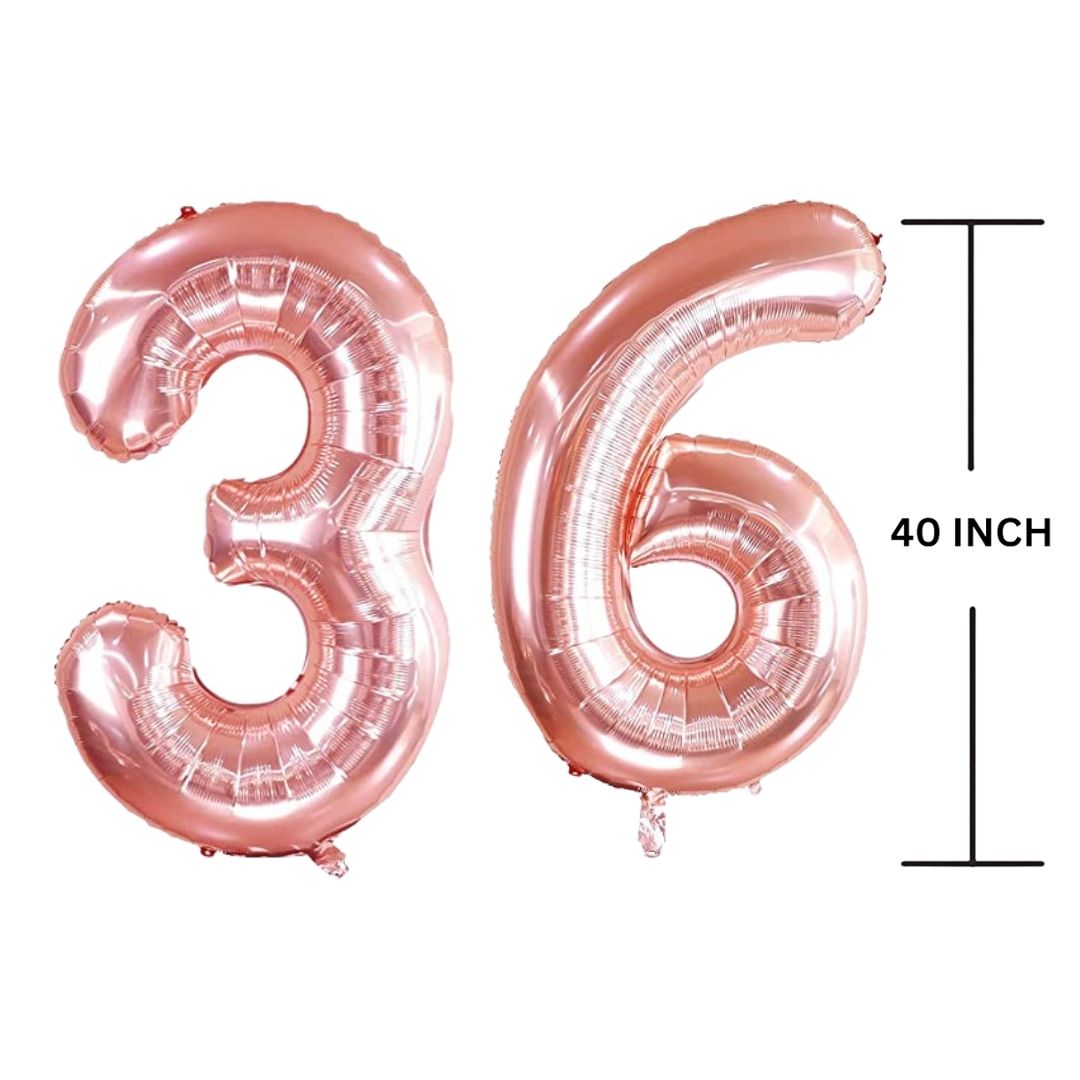 40 Inches ROSE GOLD Number Balloon Air or Helium Compactable Balloon for Party Decoration, Birthday, Anniversary