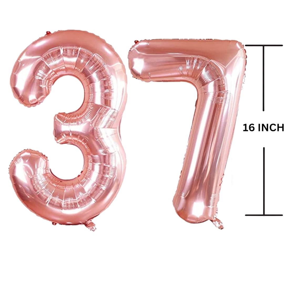 16 Inches ROSE GOLD Number Balloon Air or Helium Compactable Balloon for Party Decoration, Birthday, Anniversary