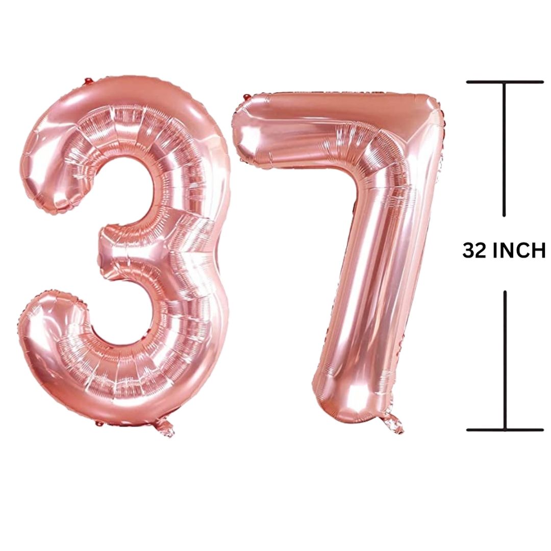 32 Inches ROSE GOLD Number Balloon Air or Helium Compactable Balloon for Party Decoration, Birthday, Anniversary