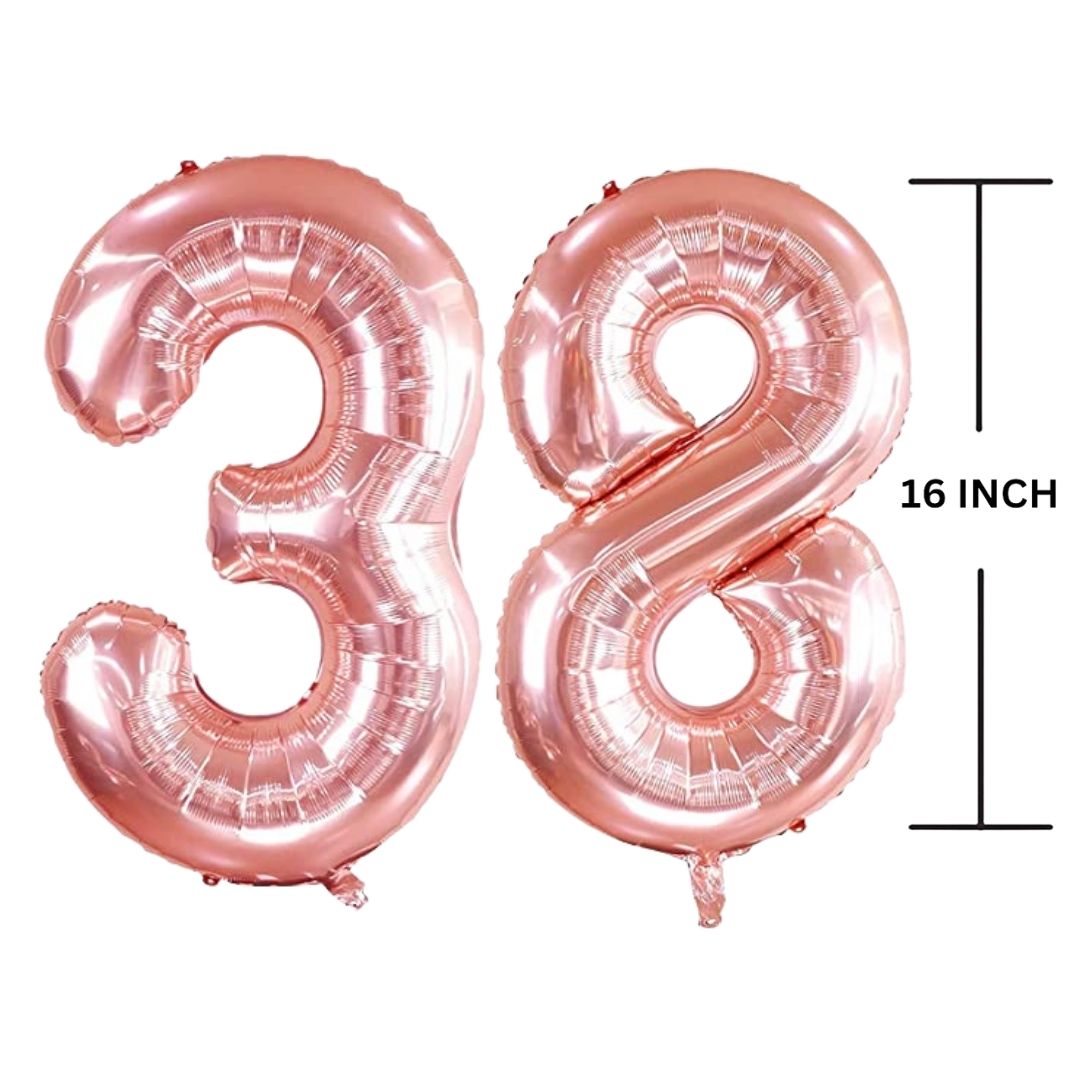 16 Inches ROSE GOLD Number Balloon Air or Helium Compactable Balloon for Party Decoration, Birthday, Anniversary