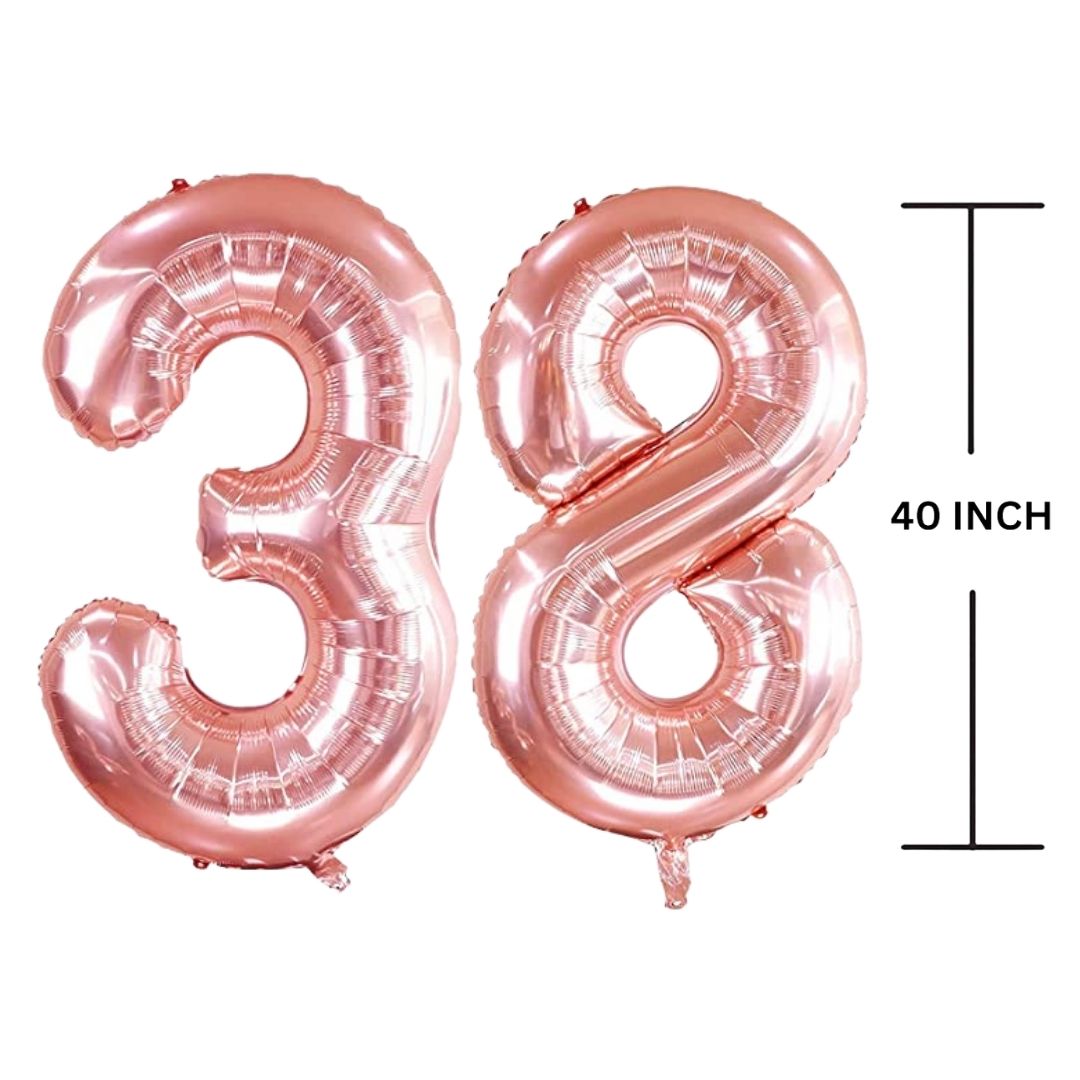 40 Inches ROSE GOLD Number Balloon Air or Helium Compactable Balloon for Party Decoration, Birthday, Anniversary