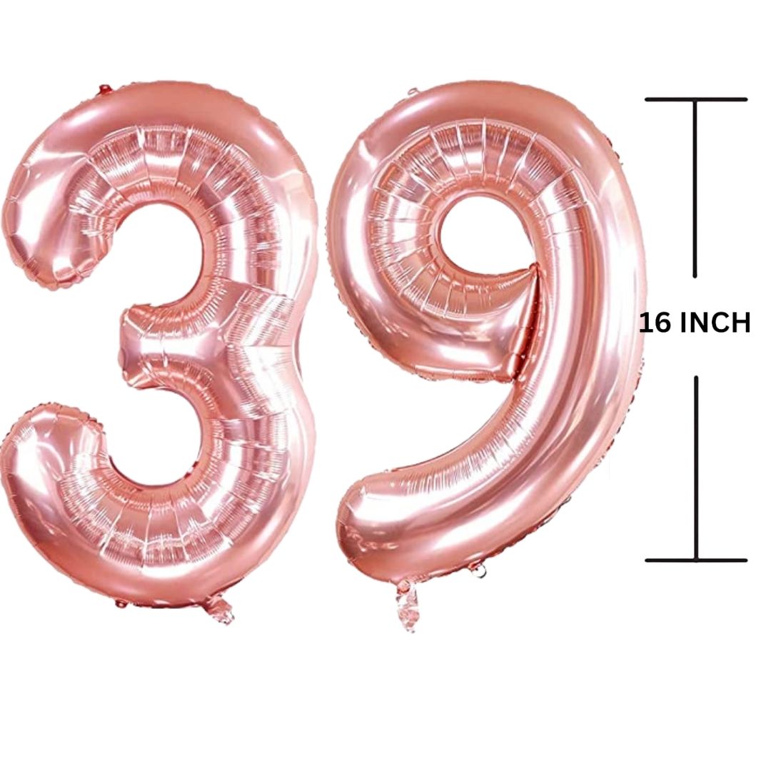 16 Inches ROSE GOLD Number Balloon Air or Helium Compactable Balloon for Party Decoration, Birthday, Anniversary