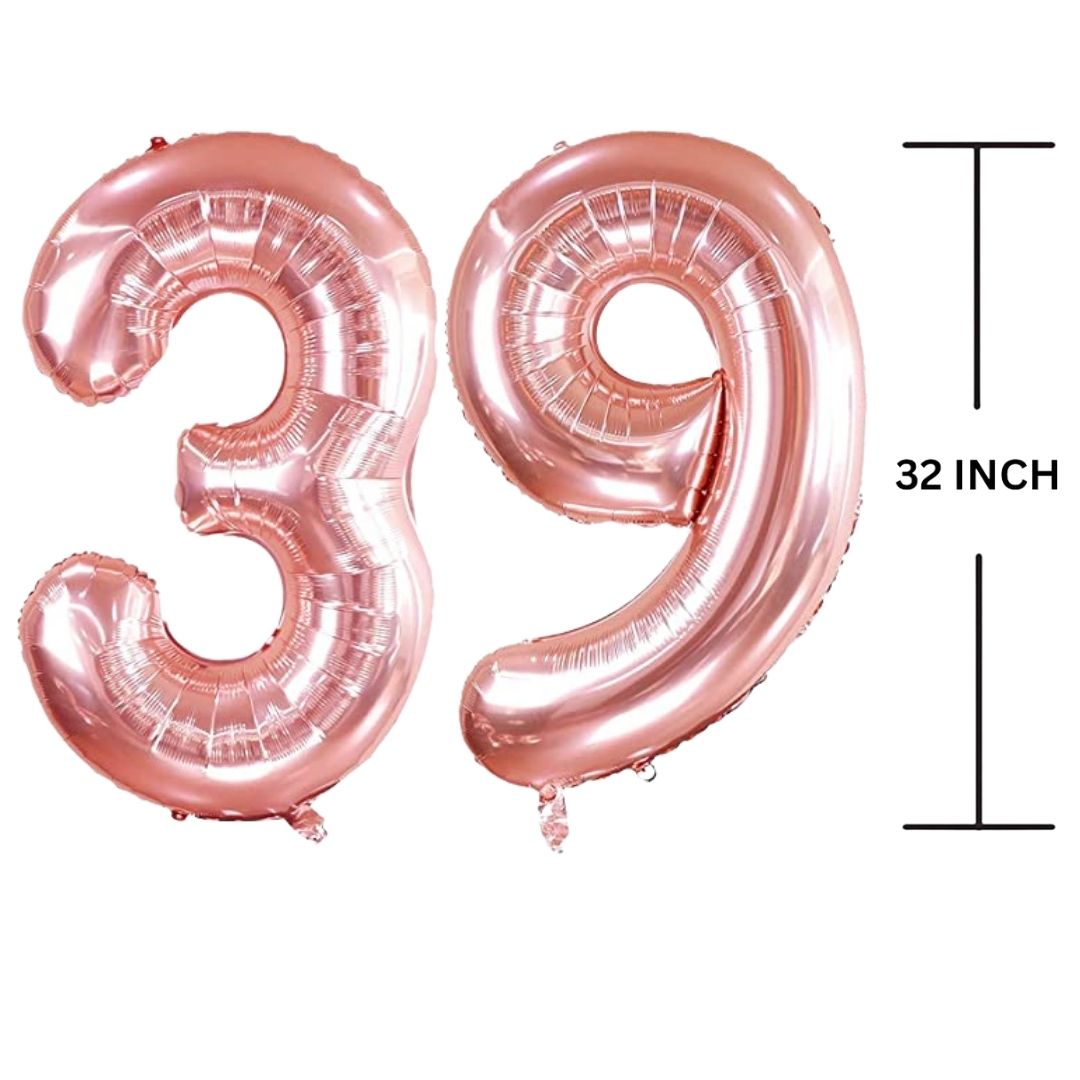 32 Inches ROSE GOLD Number Balloon Air or Helium Compactable Balloon for Party Decoration, Birthday, Anniversary