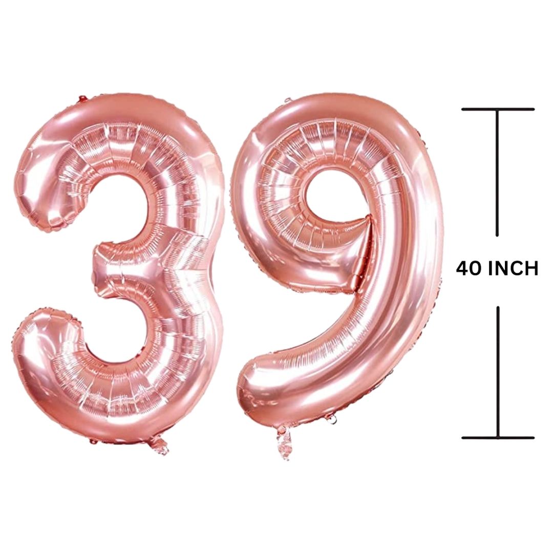 40 Inches ROSE GOLD Number Balloon Air or Helium Compactable Balloon for Party Decoration, Birthday, Anniversary