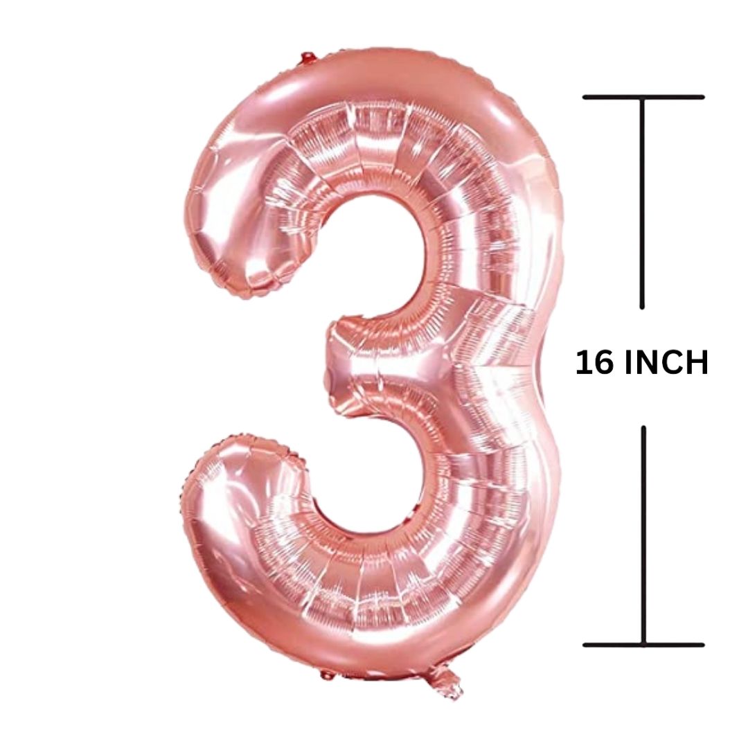 16 Inches ROSE GOLD Number Balloon Air or Helium Compactable Balloon for Party Decoration, Birthday, Anniversary