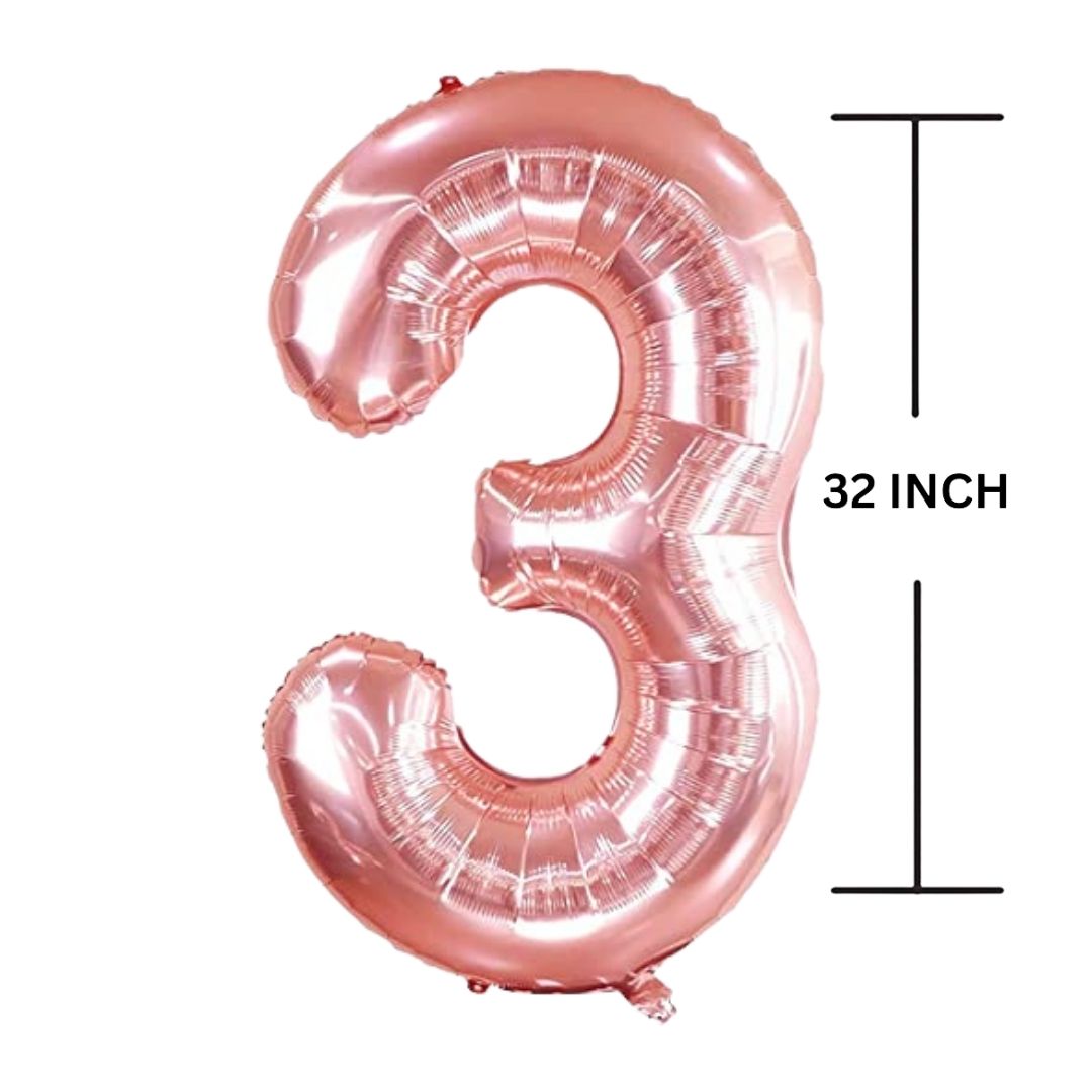 32 Inches ROSE GOLD Number Balloon Air or Helium Compactable Balloon for Party Decoration, Birthday, Anniversary