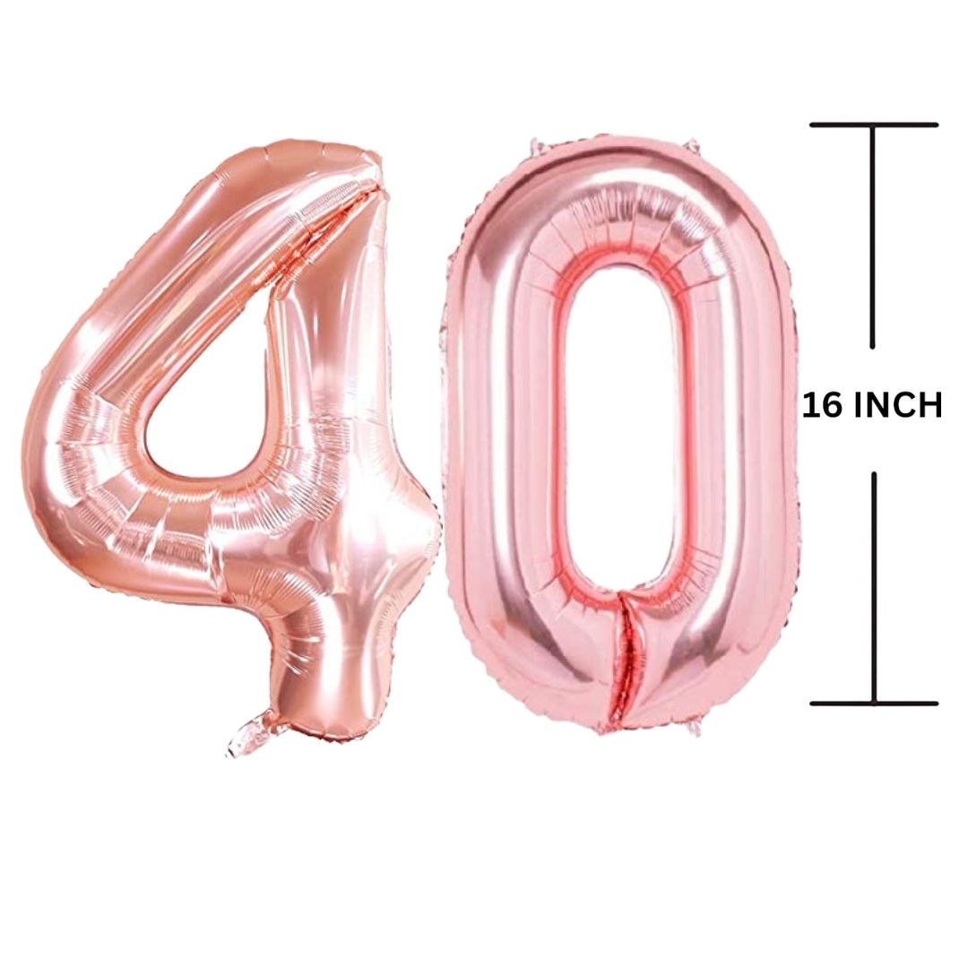 16 Inches ROSE GOLD Number Balloon Air or Helium Compactable Balloon for Party Decoration, Birthday, Anniversary