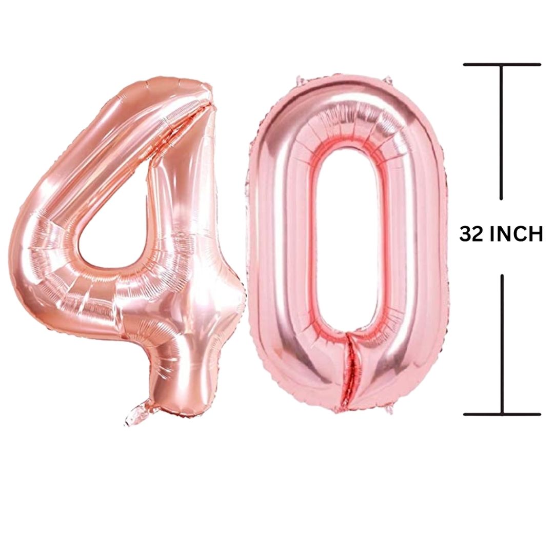 32 Inches ROSE GOLD Number Balloon Air or Helium Compactable Balloon for Party Decoration, Birthday, Anniversary