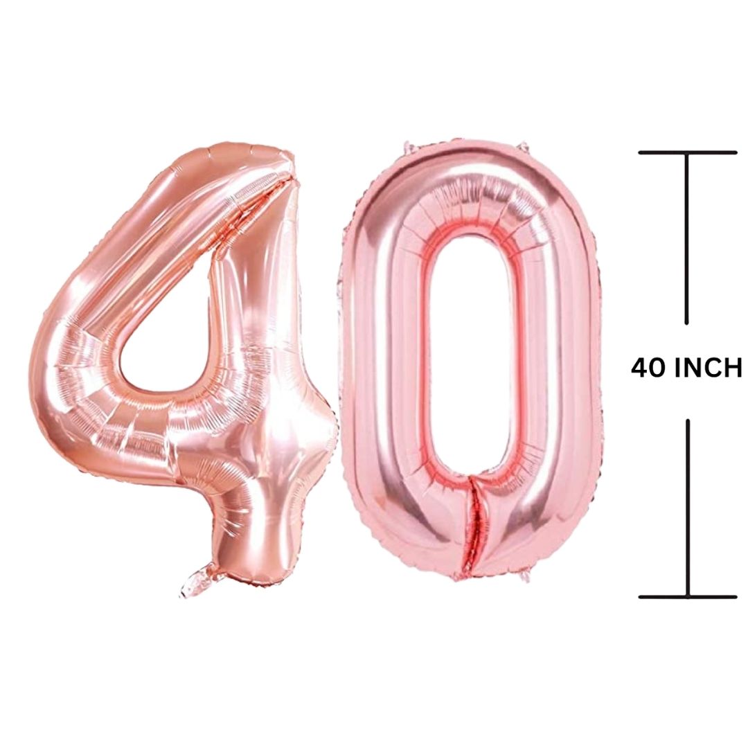 40 Inches ROSE GOLD Number Balloon Air or Helium Compactable Balloon for Party Decoration, Birthday, Anniversary