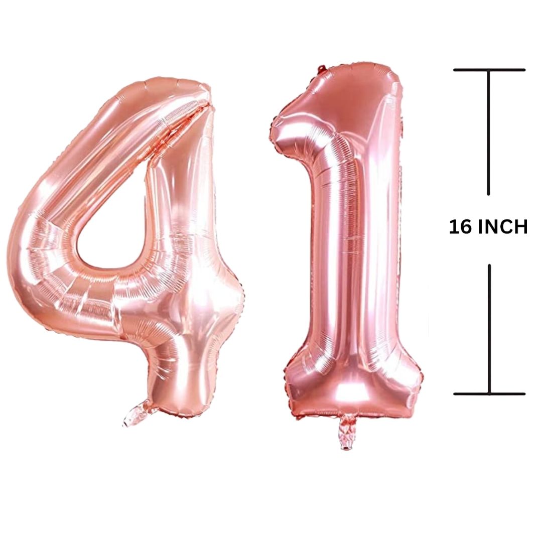 16 Inches ROSE GOLD Number Balloon Air or Helium Compactable Balloon for Party Decoration, Birthday, Anniversary