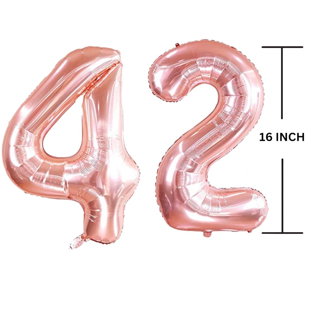 16 Inches ROSE GOLD Number Balloon Air or Helium Compactable Balloon for Party Decoration, Birthday, Anniversary