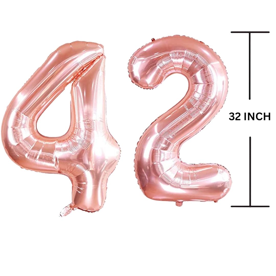 32 Inches ROSE GOLD Number Balloon Air or Helium Compactable Balloon for Party Decoration, Birthday, Anniversary