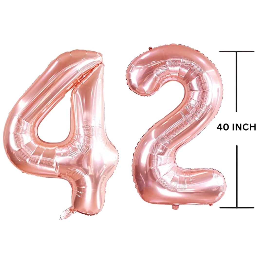 40 Inches ROSE GOLD Number Balloon Air or Helium Compactable Balloon for Party Decoration, Birthday, Anniversary