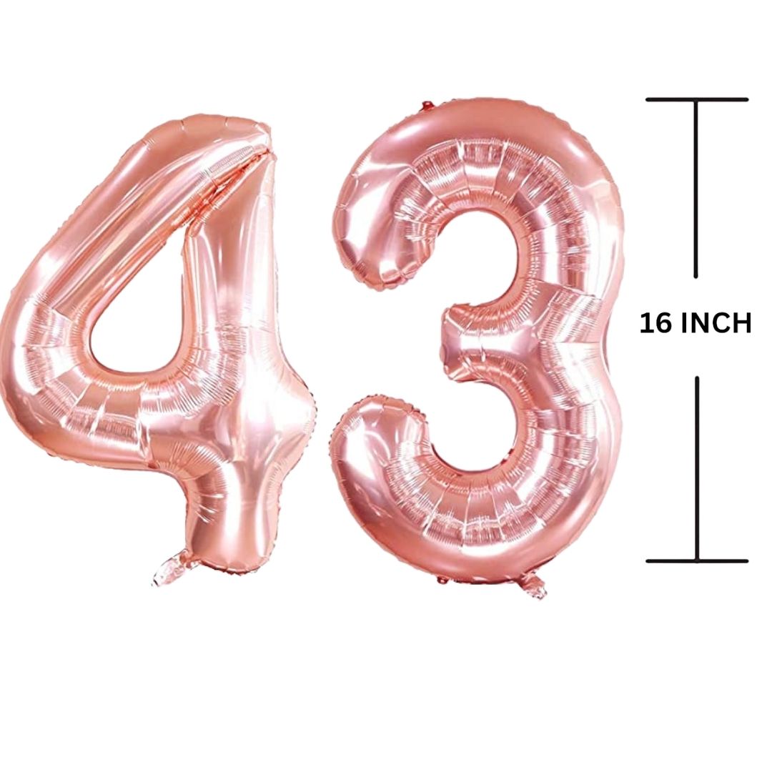 16 Inches ROSE GOLD Number Balloon Air or Helium Compactable Balloon for Party Decoration, Birthday, Anniversary