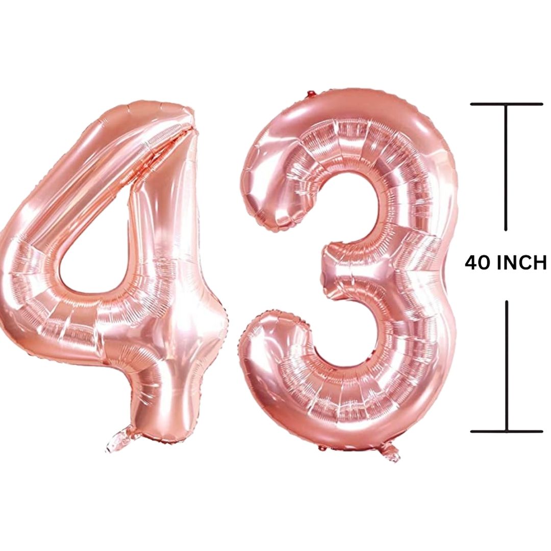 40 Inches ROSE GOLD Number Balloon Air or Helium Compactable Balloon for Party Decoration, Birthday, Anniversary