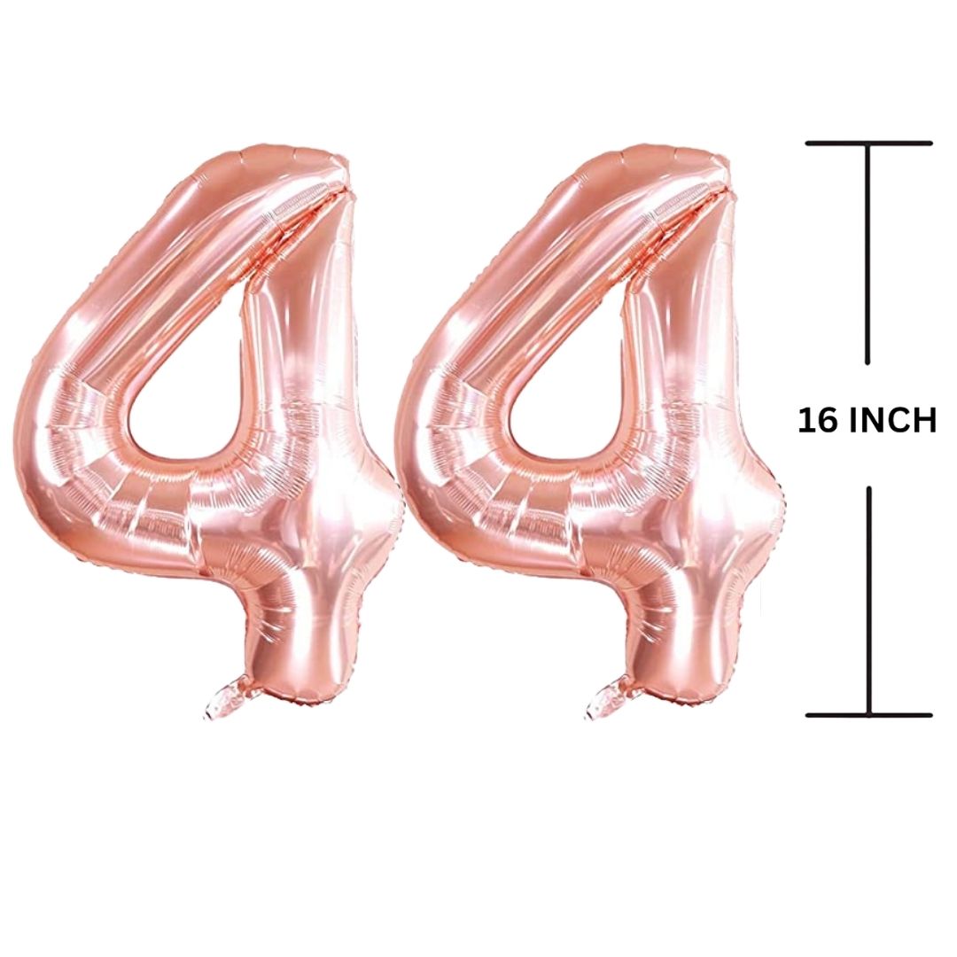 16 Inches ROSE GOLD Number Balloon Air or Helium Compactable Balloon for Party Decoration, Birthday, Anniversary