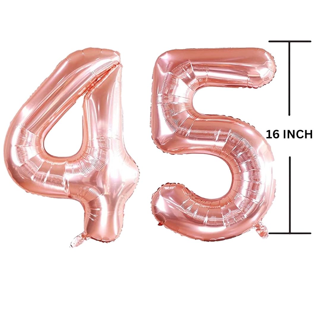 16 Inches ROSE GOLD Number Balloon Air or Helium Compactable Balloon for Party Decoration, Birthday, Anniversary