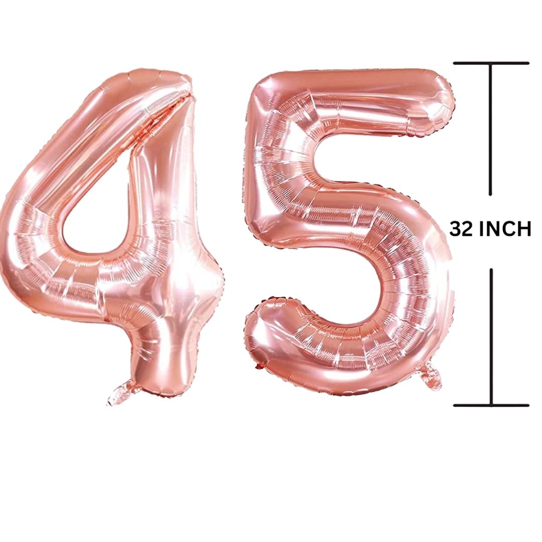 32 Inches ROSE GOLD Number Balloon Air or Helium Compactable Balloon for Party Decoration, Birthday, Anniversary