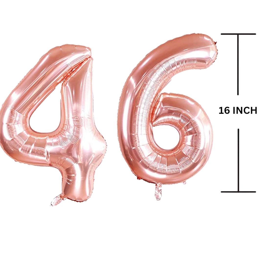 16 Inches ROSE GOLD Number Balloon Air or Helium Compactable Balloon for Party Decoration, Birthday, Anniversary