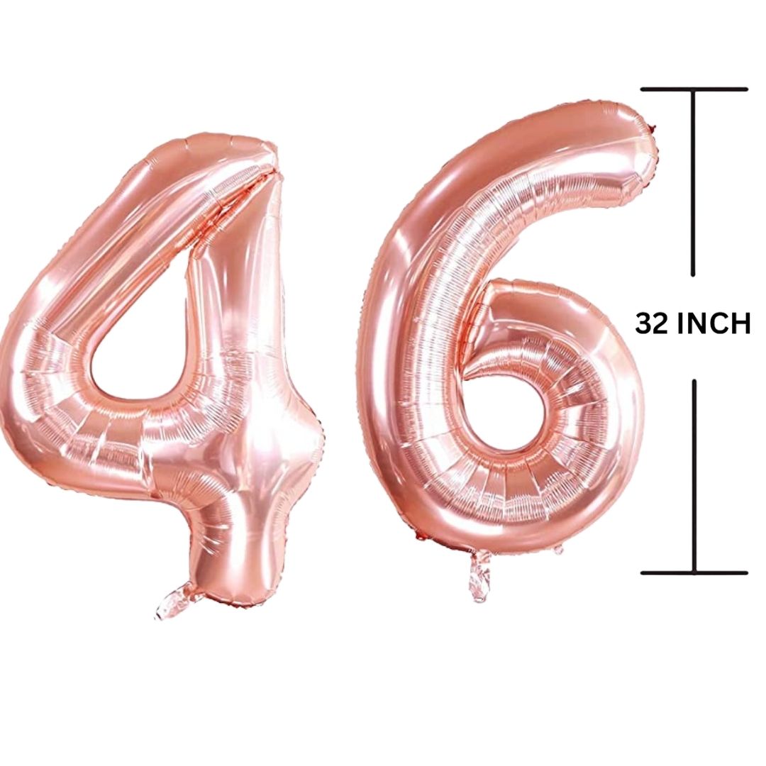 32 Inches ROSE GOLD Number Balloon Air or Helium Compactable Balloon for Party Decoration, Birthday, Anniversary