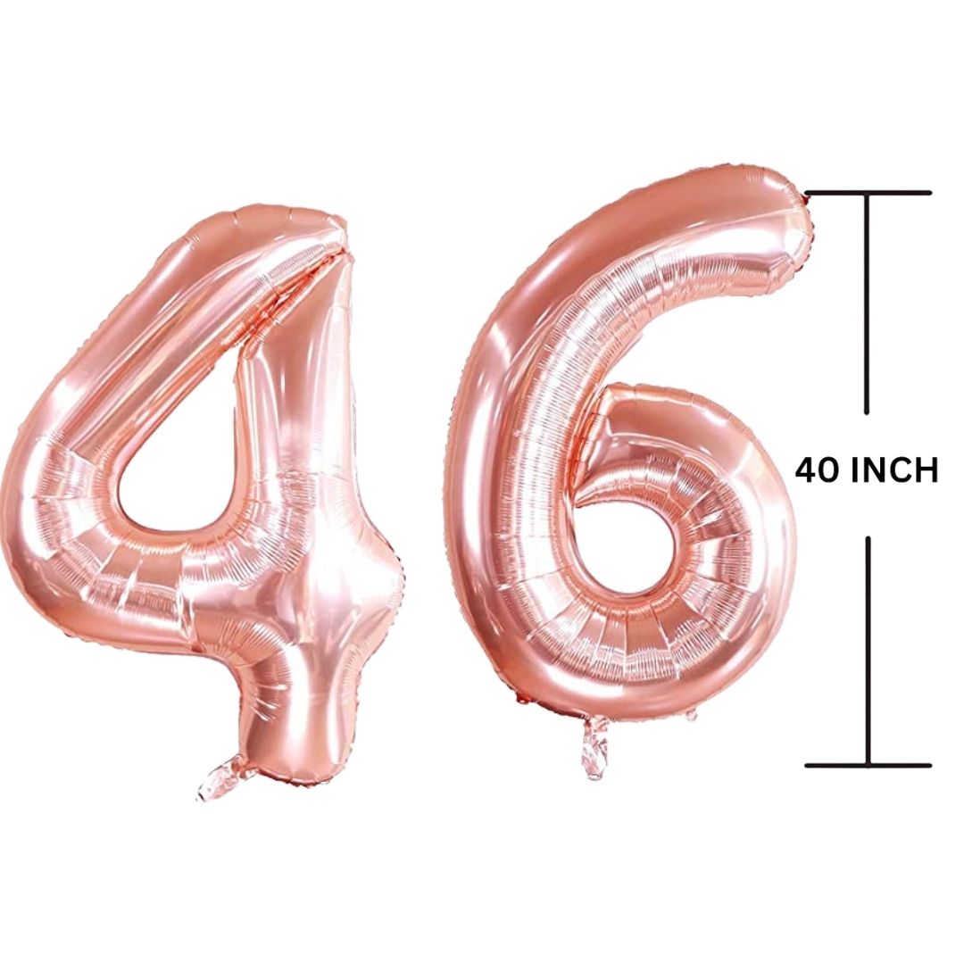 40 Inches ROSE GOLD Number Balloon Air or Helium Compactable Balloon for Party Decoration, Birthday, Anniversary