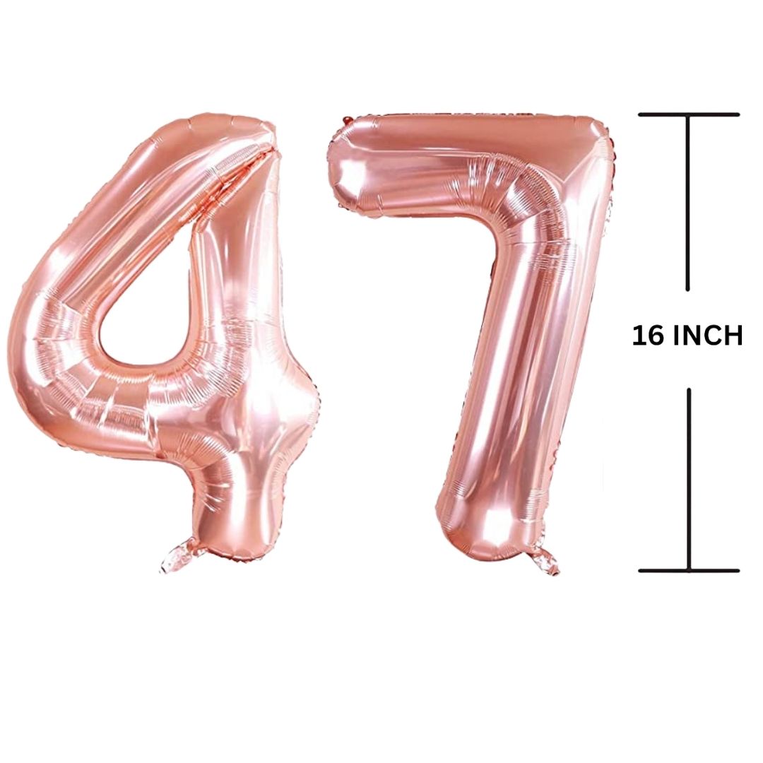 16 Inches ROSE GOLD Number Balloon Air or Helium Compactable Balloon for Party Decoration, Birthday, Anniversary