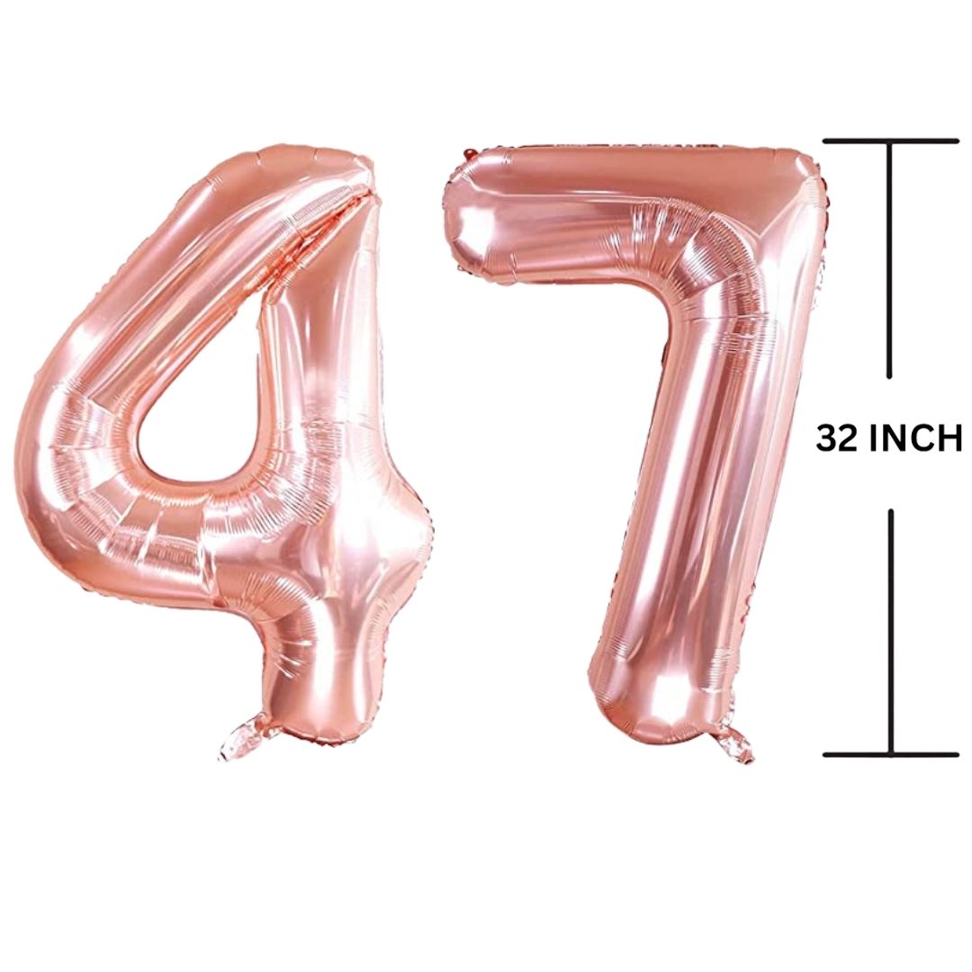 32 Inches ROSE GOLD Number Balloon Air or Helium Compactable Balloon for Party Decoration, Birthday, Anniversary