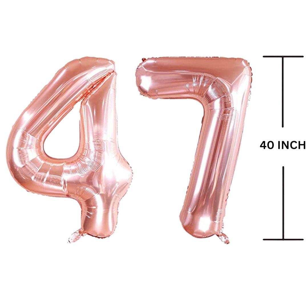 40 Inches ROSE GOLD Number Balloon Air or Helium Compactable Balloon for Party Decoration, Birthday, Anniversary