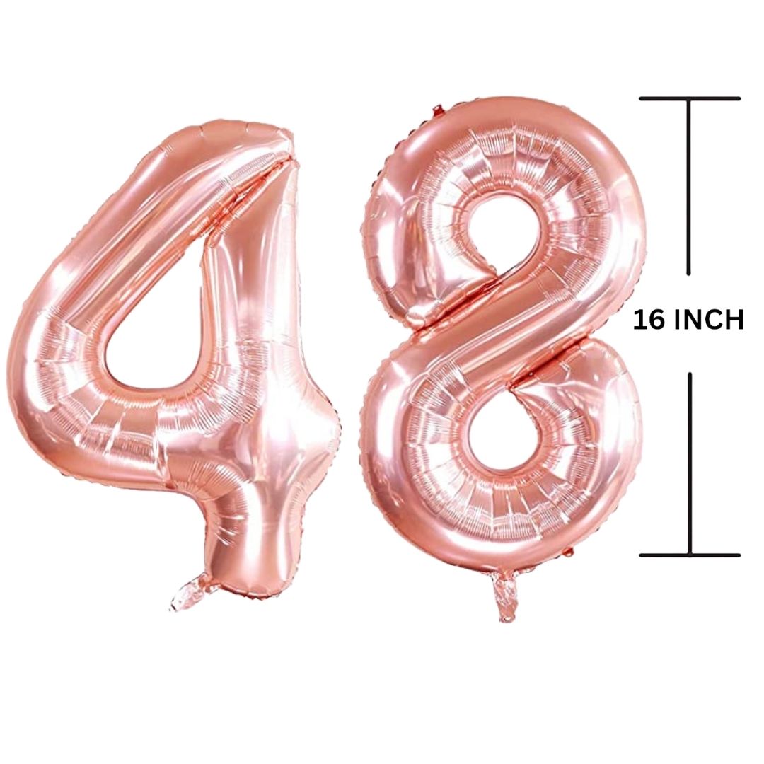 16 Inches ROSE GOLD Number Balloon Air or Helium Compactable Balloon for Party Decoration, Birthday, Anniversary