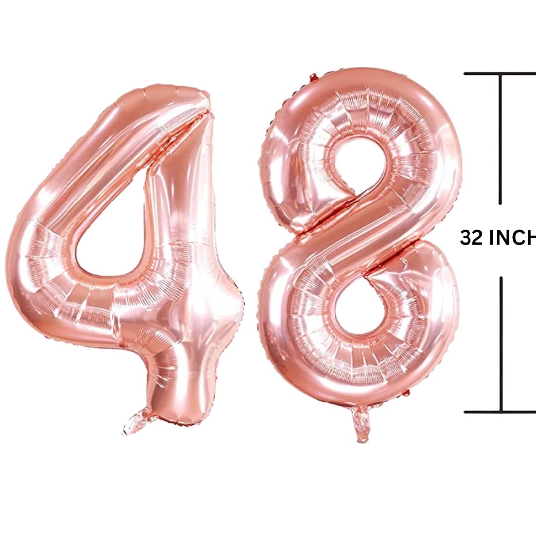 32 Inches ROSE GOLD Number Balloon Air or Helium Compactable Balloon for Party Decoration, Birthday, Anniversary