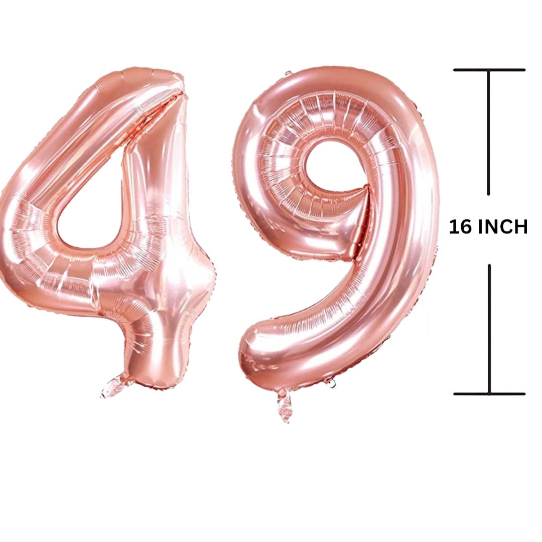 16 Inches ROSE GOLD Number Balloon Air or Helium Compactable Balloon for Party Decoration, Birthday, Anniversary